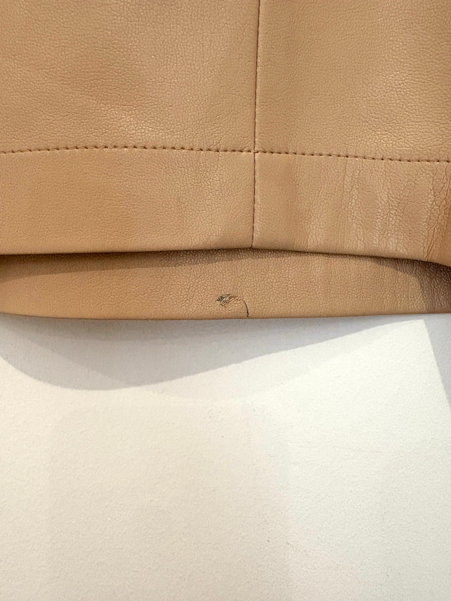 Alice+Olivia Nude Faux Leather Tee XS
