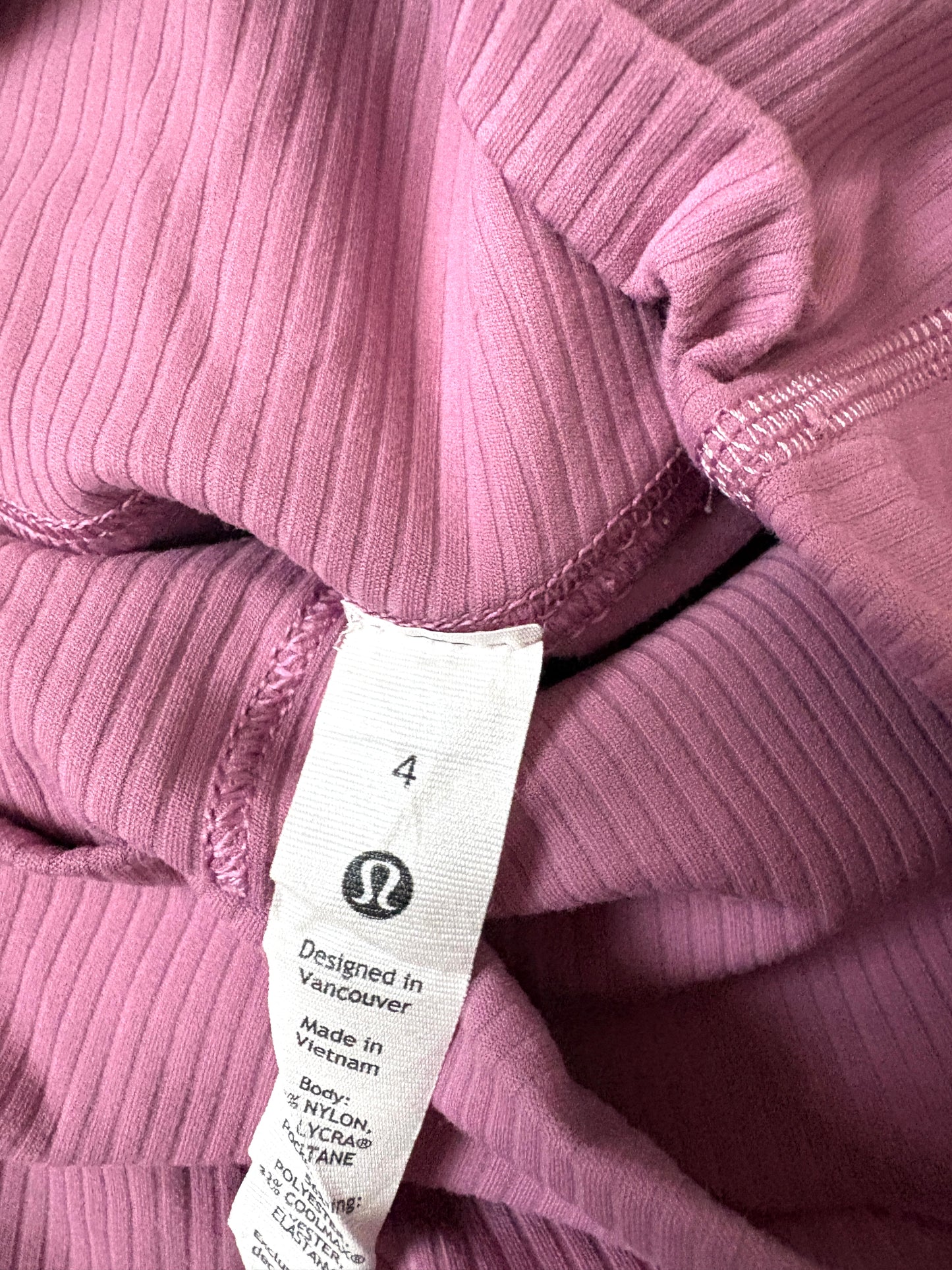 New With Tags Purple Lululemon Ribbed Pant 25" UK 8