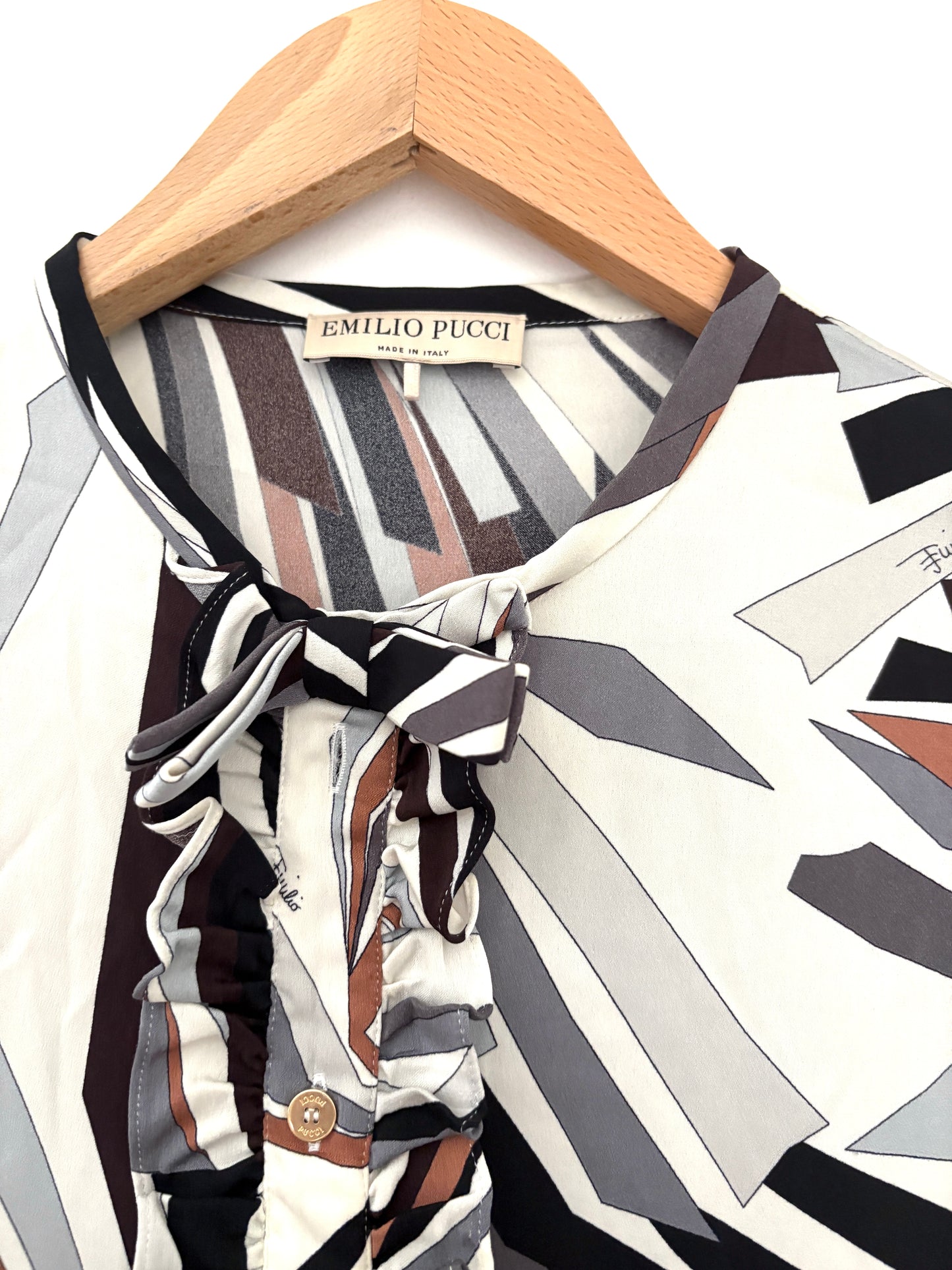 Emilio Pucci Printed Ruffle Blouse UK 12