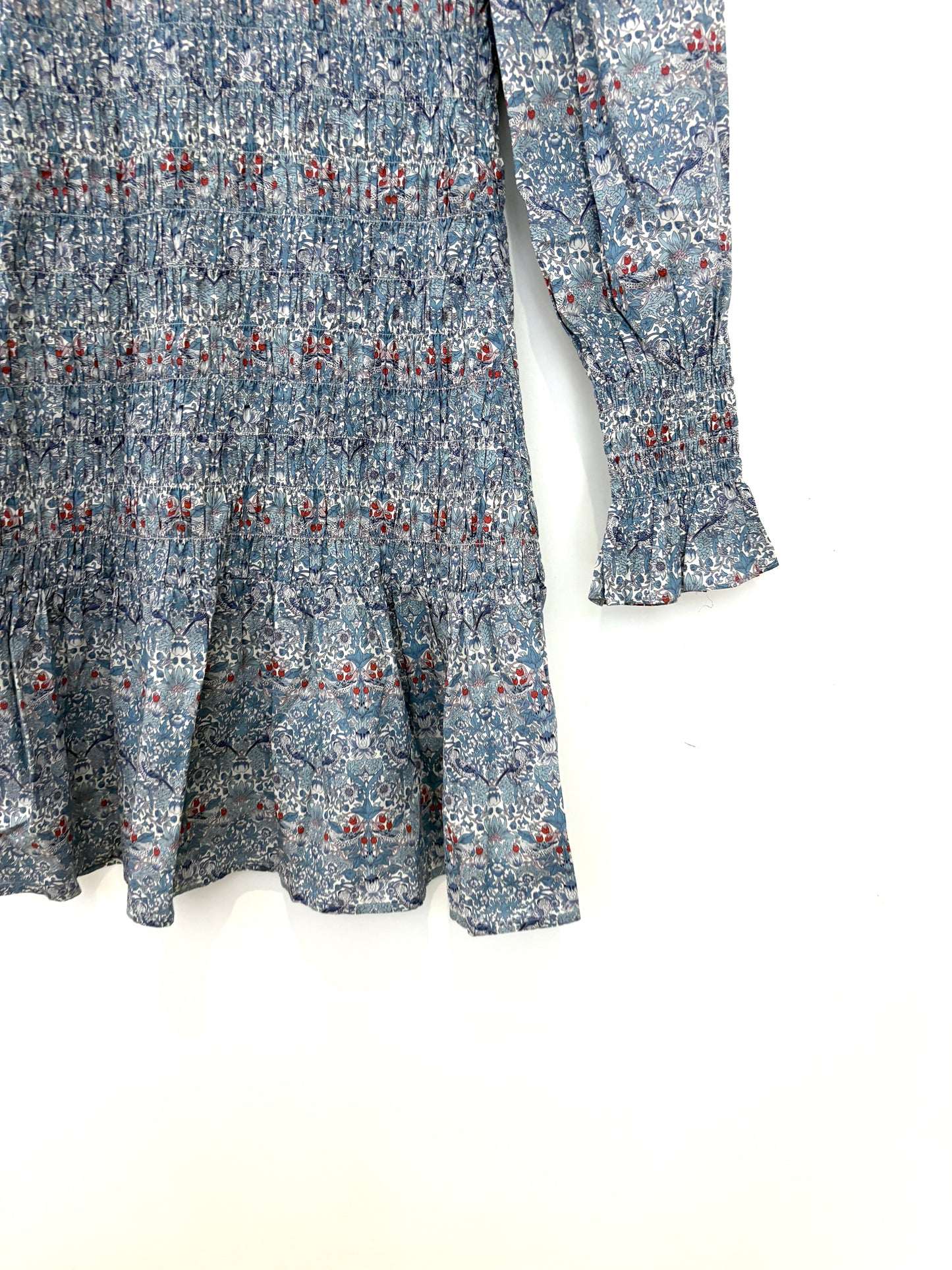 Maria de la Orden Short Smocked Poplin Dress UK 10