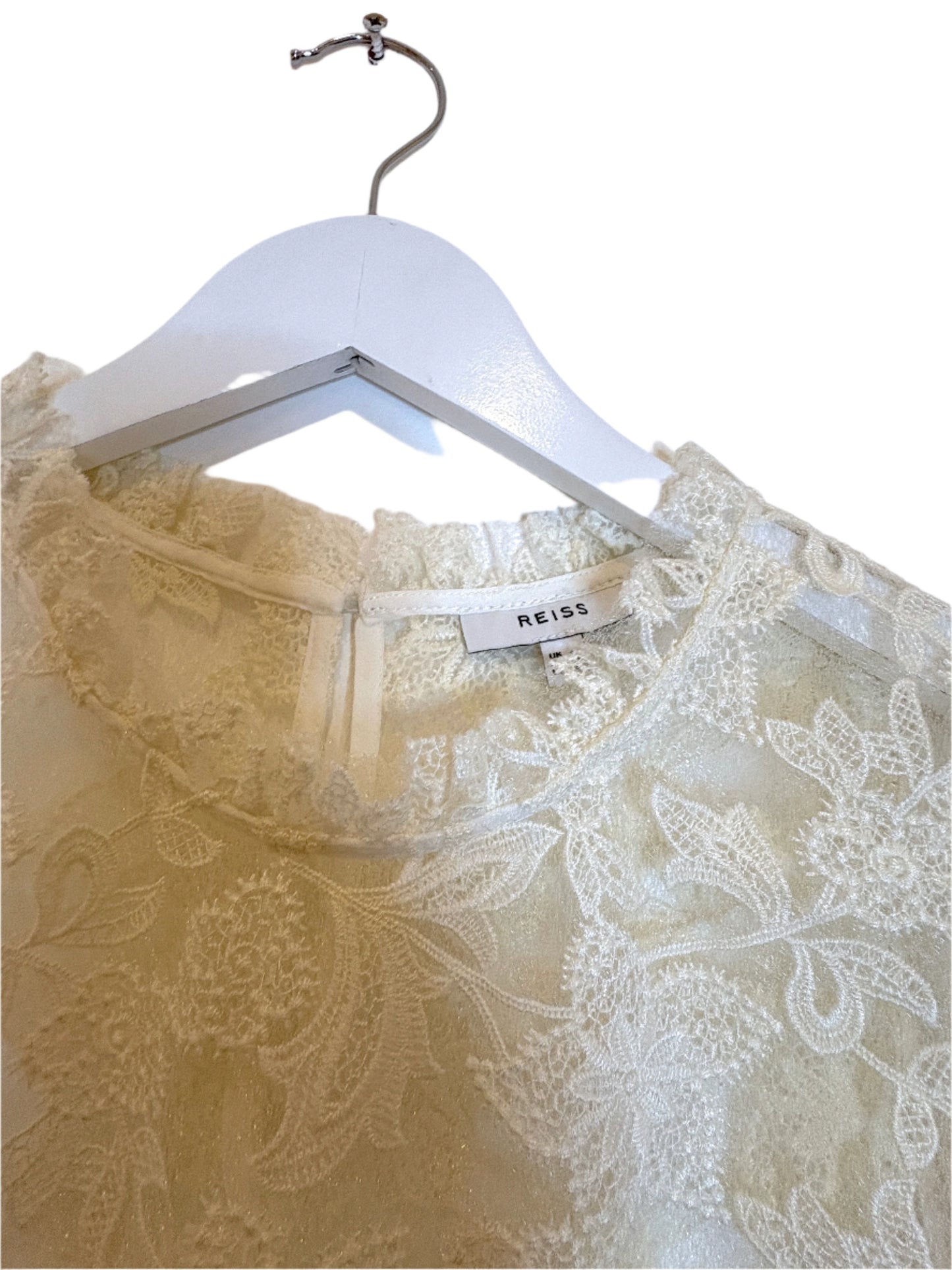 Reiss Marina White Lace Blouse UK 6