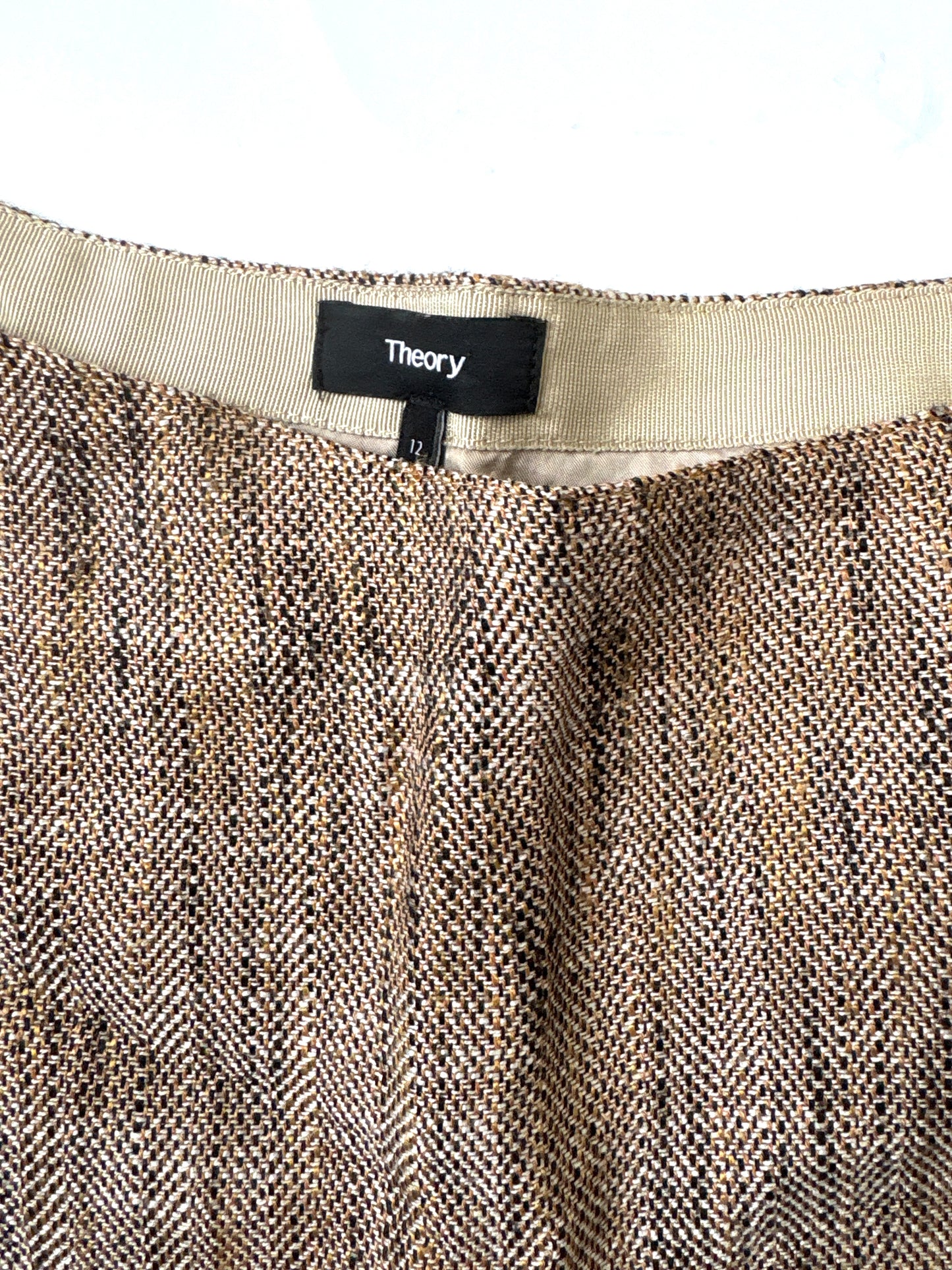 Theory Linen Blend Midi Skirt UK 14