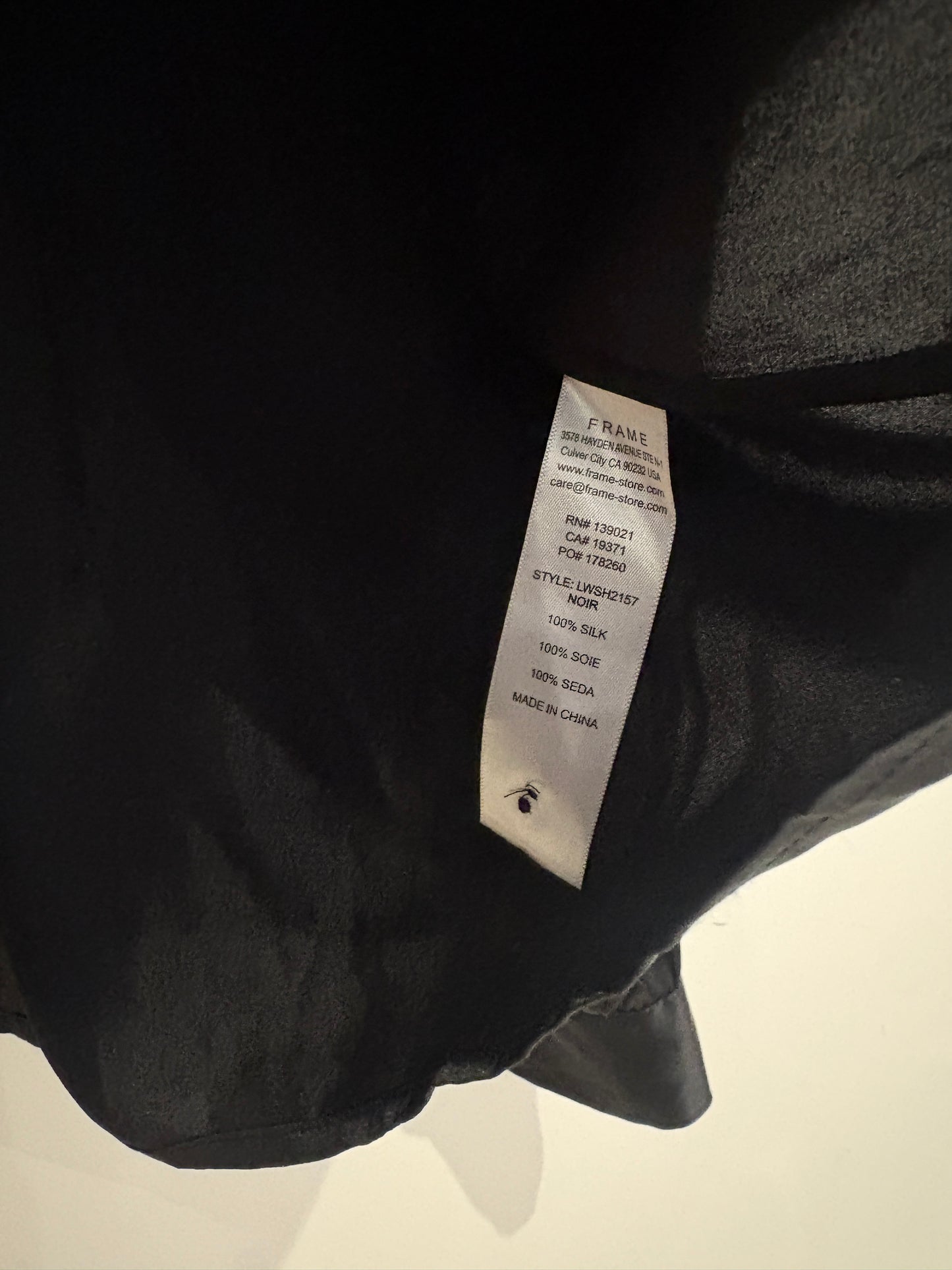 Frame Black Silk Shirt L