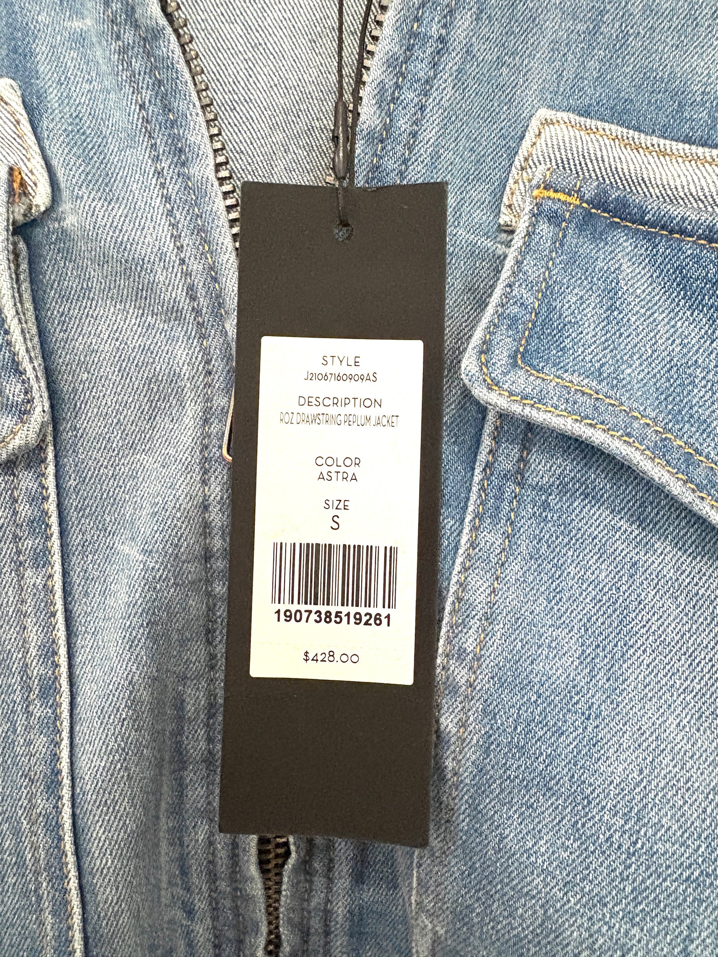New With Tags Veronica Beard Peplum Denim Jacket S