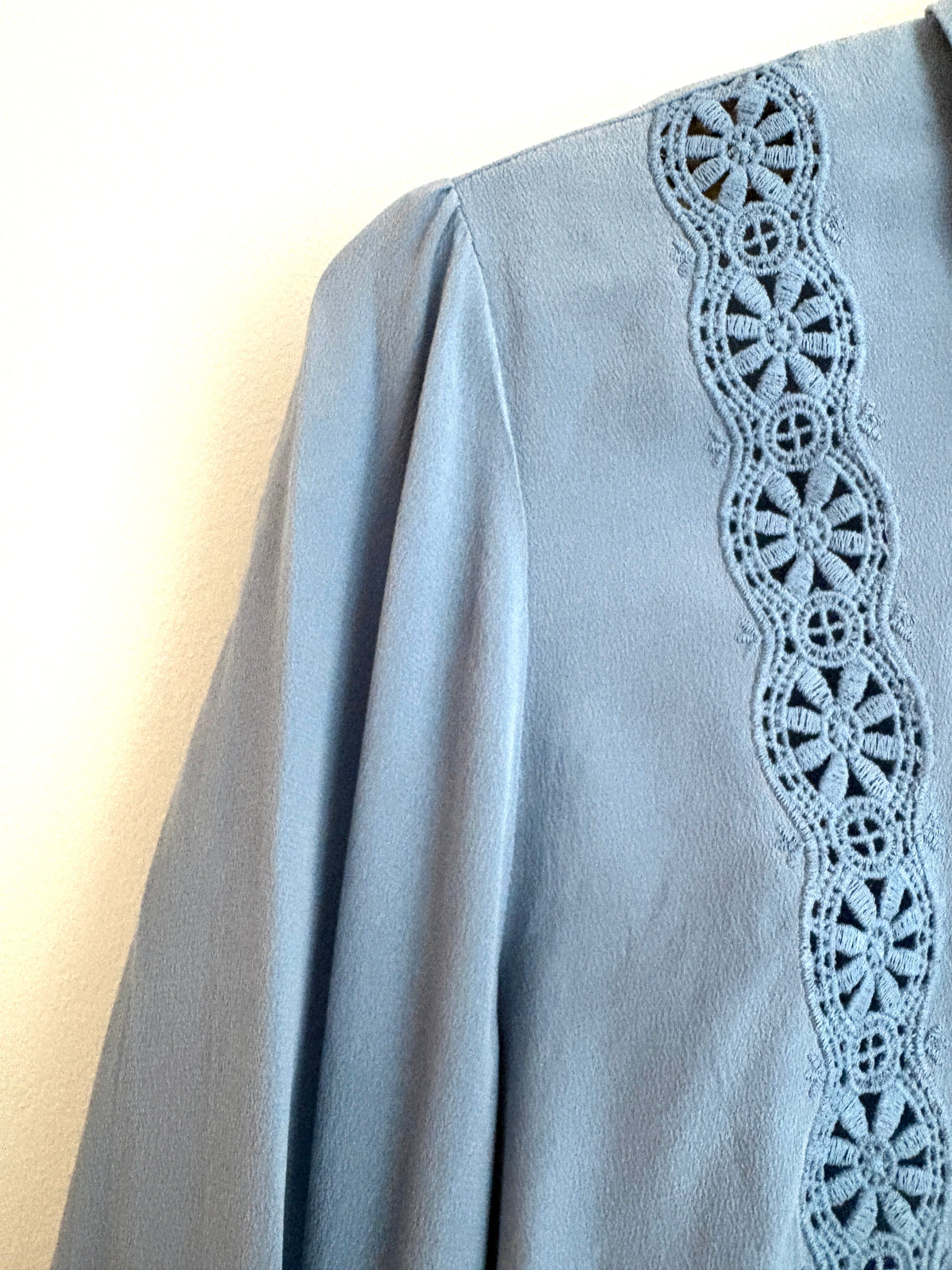 Sézane Roman Silk Blue Blouse UK 8