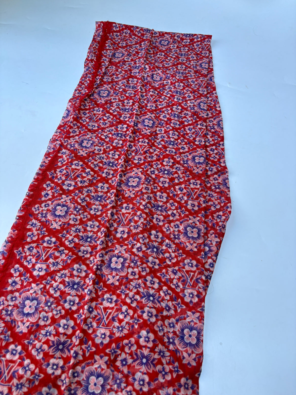 Louis Vuitton Floral Red Monogram Scarf