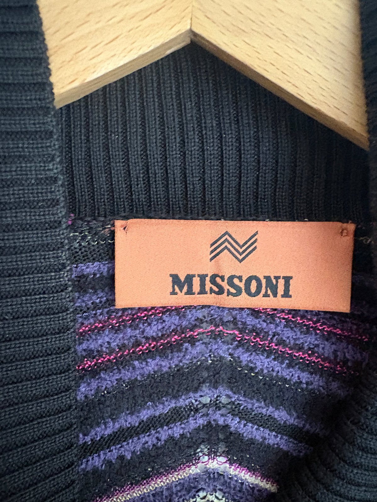Missoni Oversized Wool and Visose Chevron Turtleneck Sweater UK 10