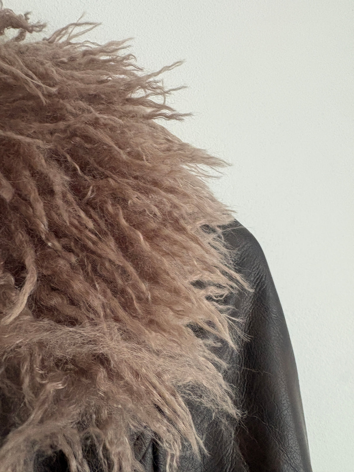 Avec Les Filles Chocolate Brown Faux Leather and Trim Coat S