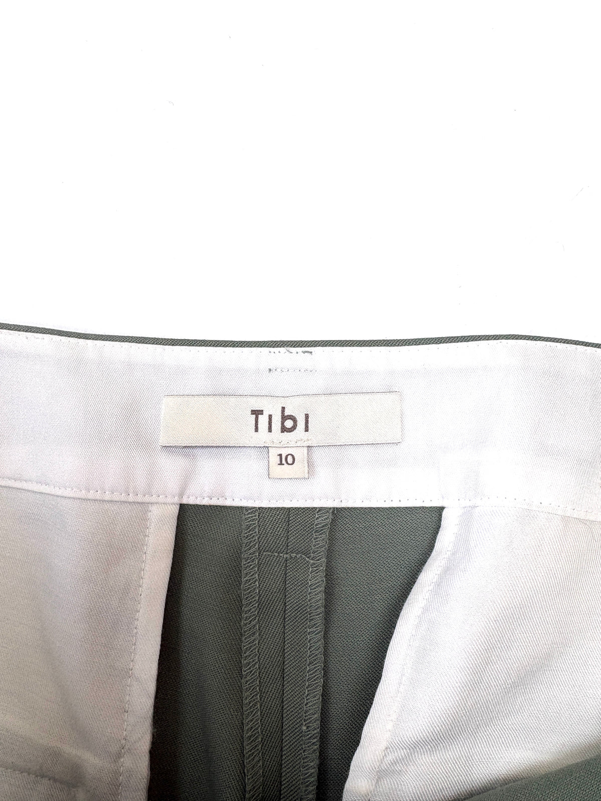 Tibi Wool Straight Leg Green Trousers UK 14