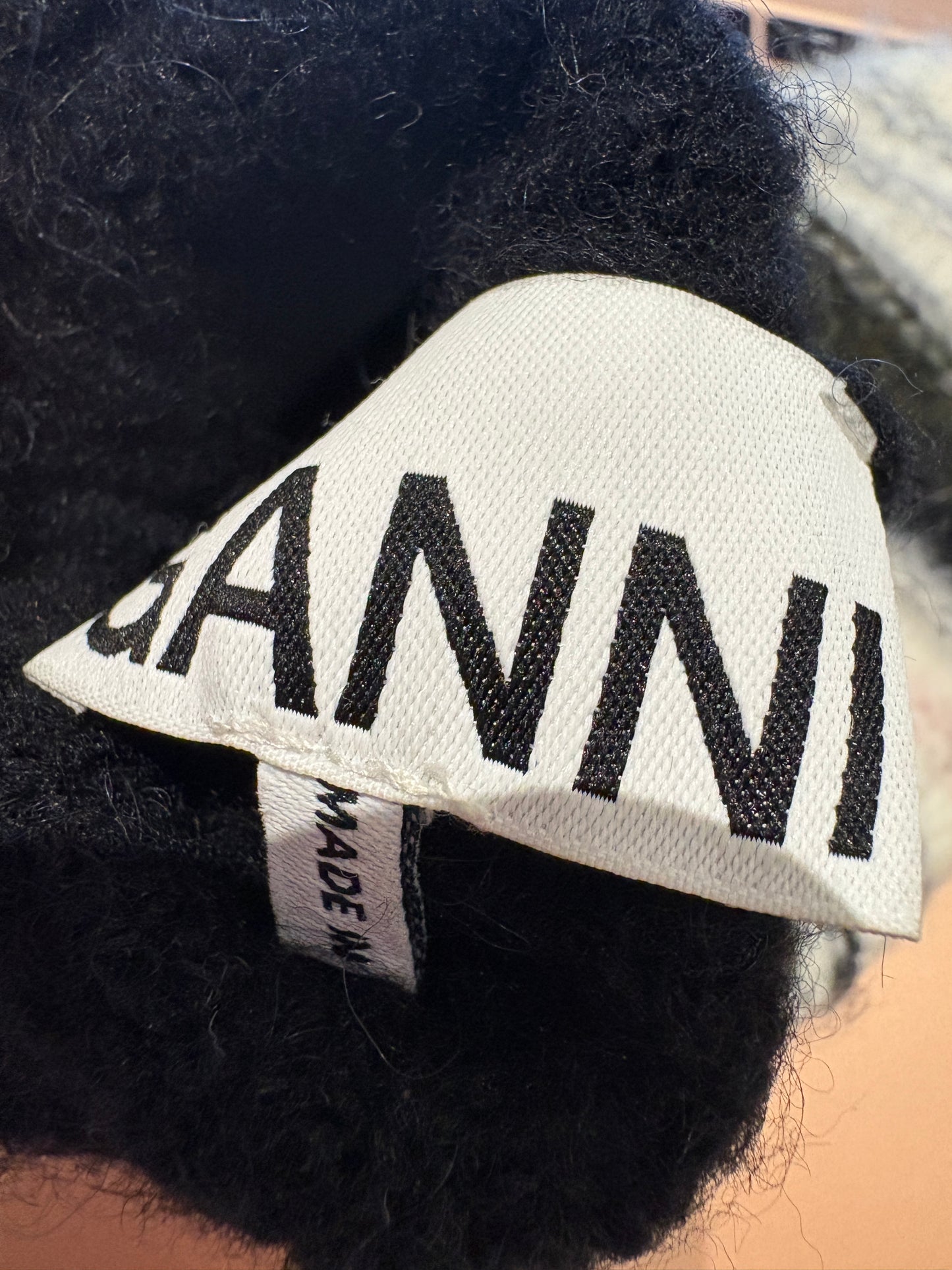 Ganni Striped Soft Wool Mittens