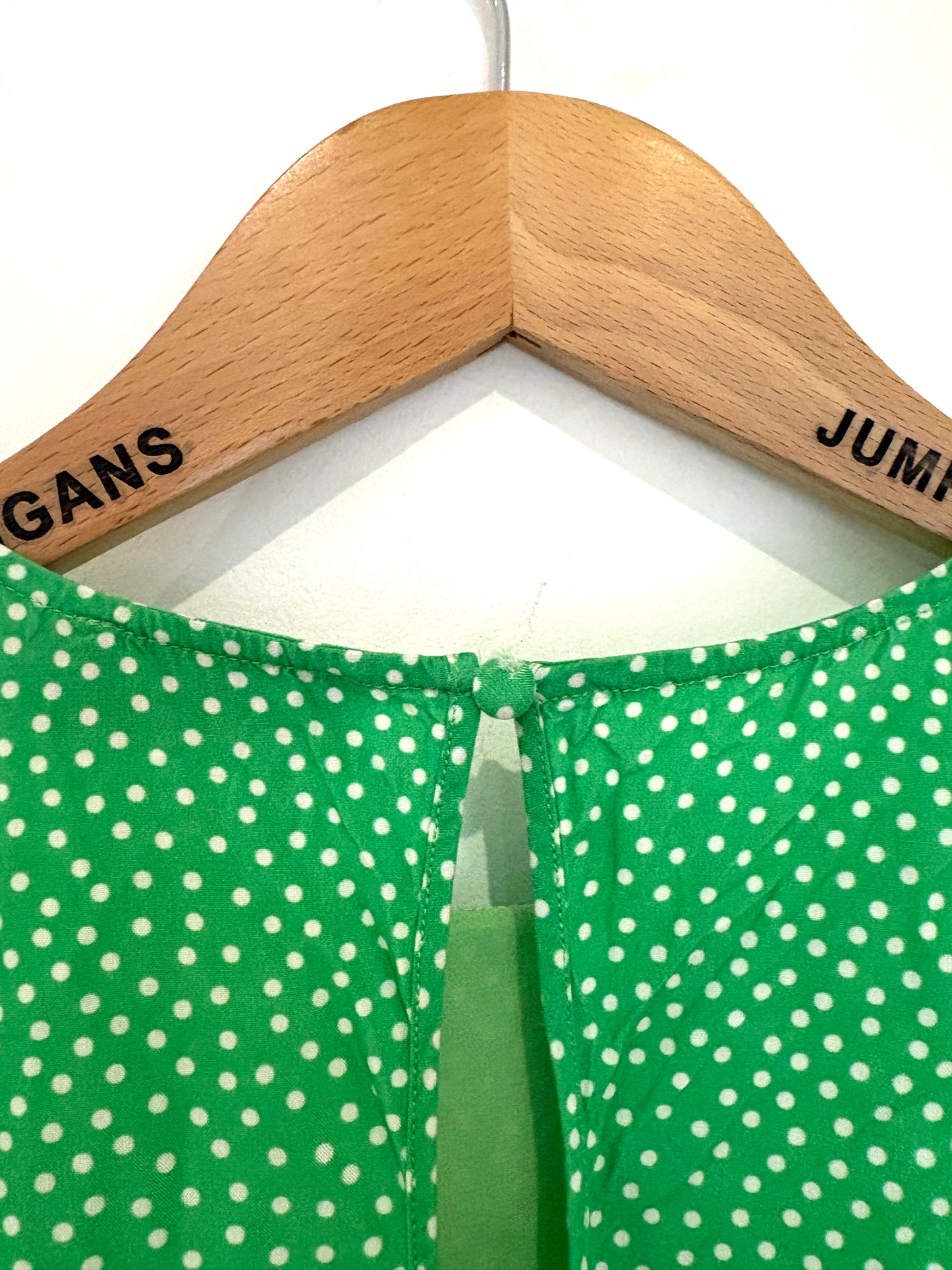 Rixo Green Polka Dot Dress UK 10