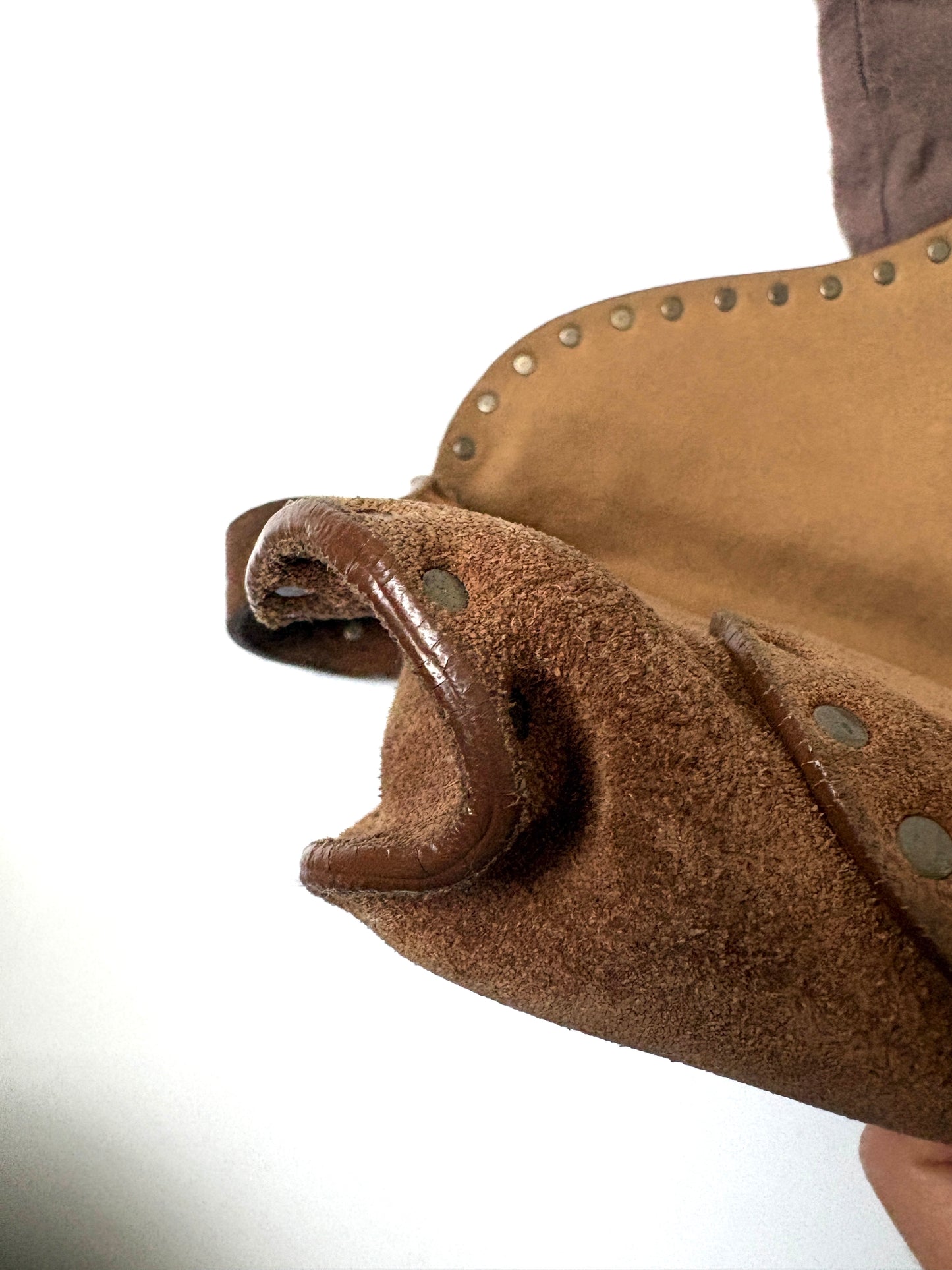 Celine Vintage Brown Suede Studded Shoulder Bag