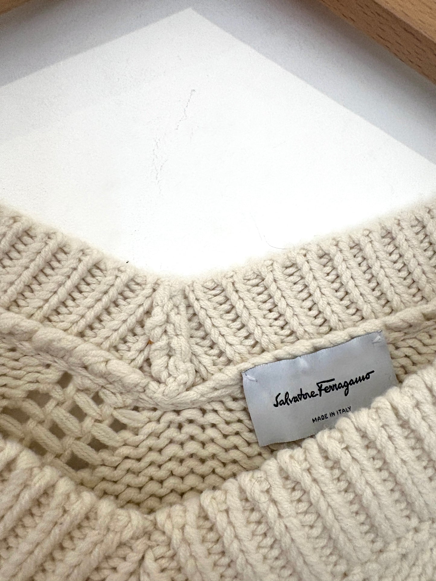 Salvatore Ferragamo Cream Wool Knit S