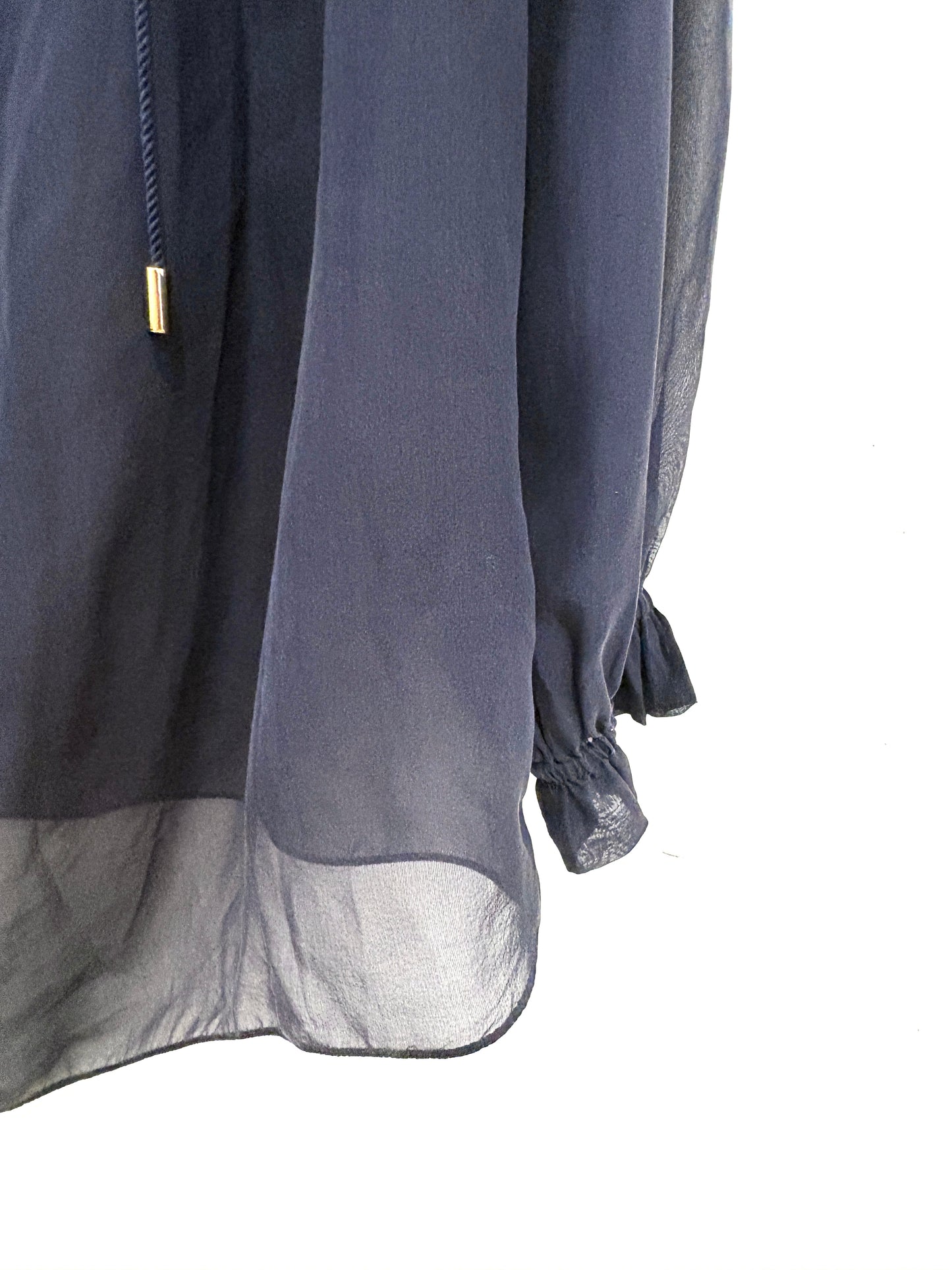 The Fold Sheer Navy Silk Blouse UK 12