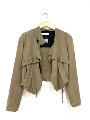 Whistles Silk Khaki Jacket UK 8