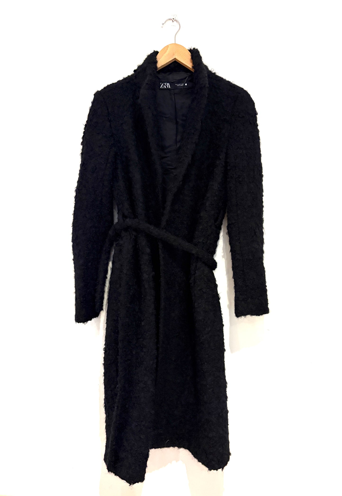 Zara Boucle Belted Coat S