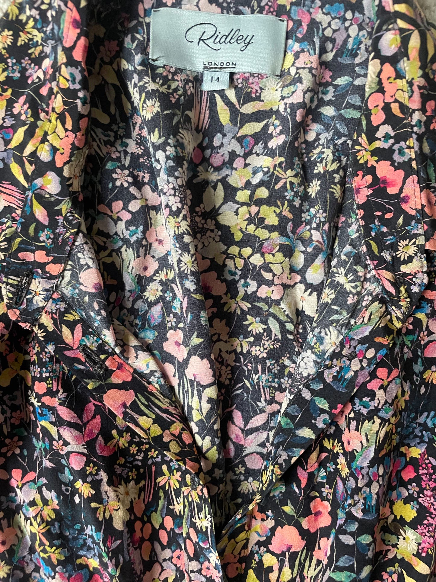 Ridley Silk Floral Midi Dress UK 14 image 2