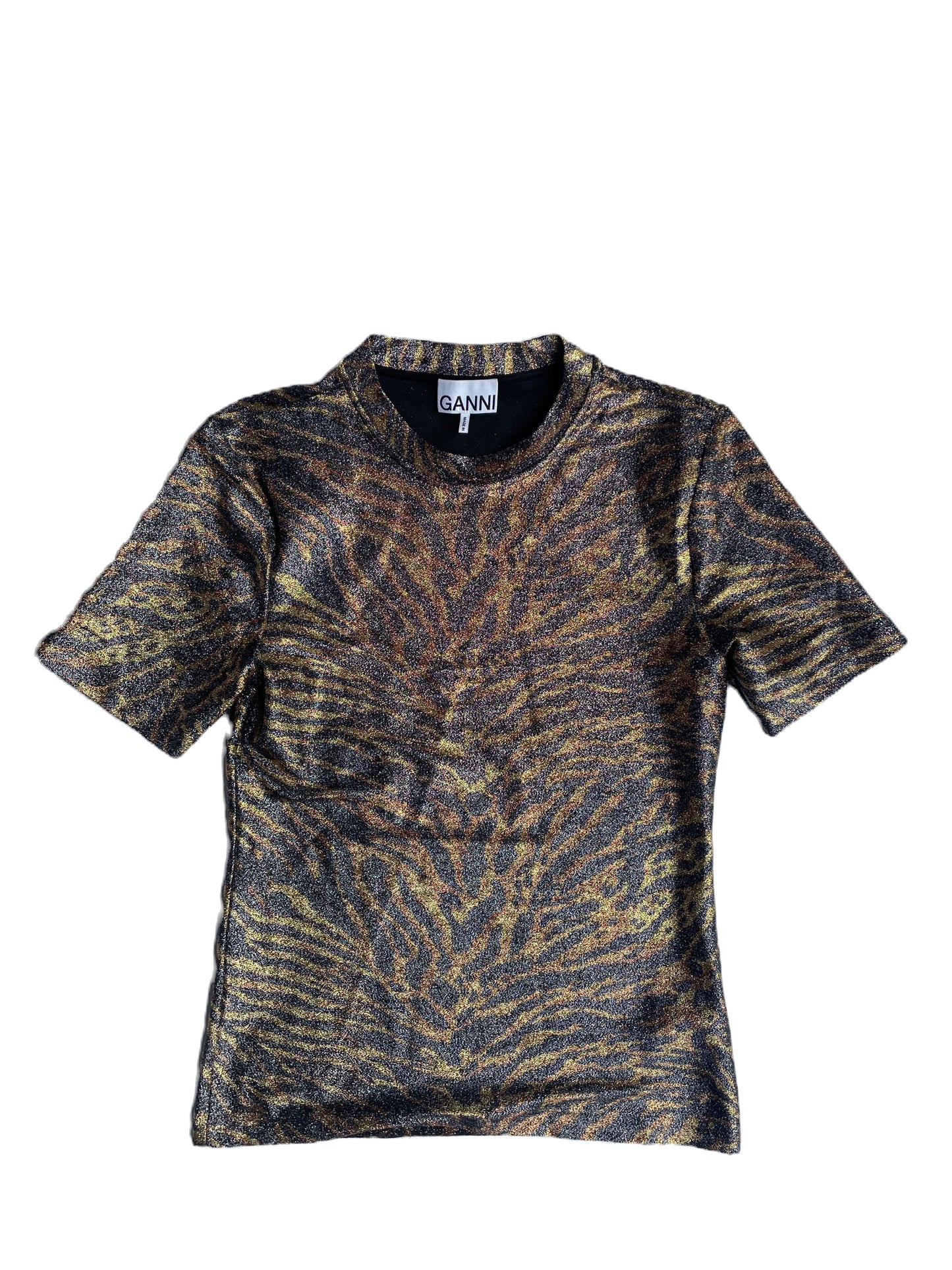 Ganni Zebra Lurex T-Shirt UK 12 image 0