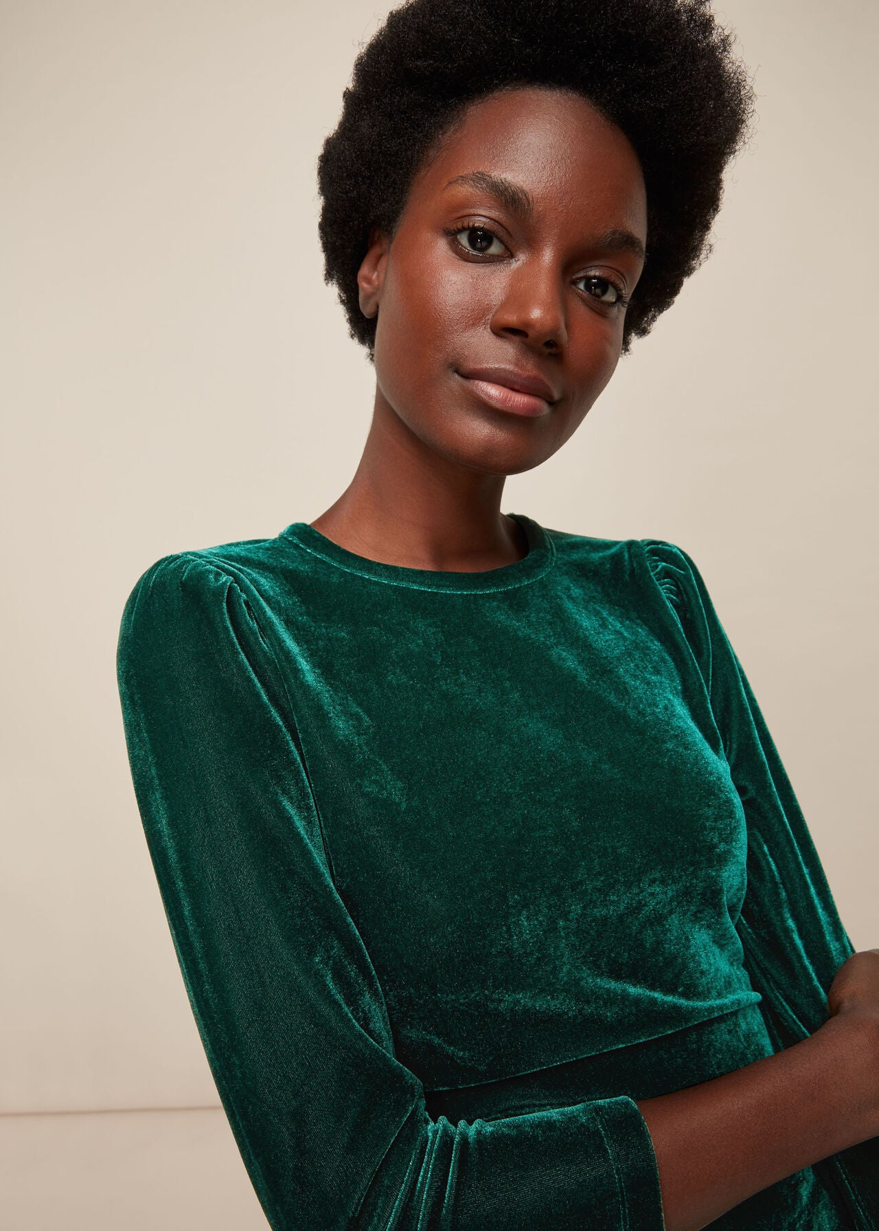 Whistles Green Velvet Top UK 8 image 1
