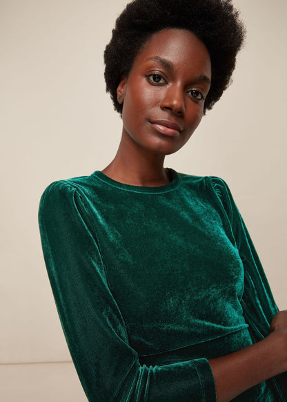Whistles Green Velvet Top UK 8 image 1