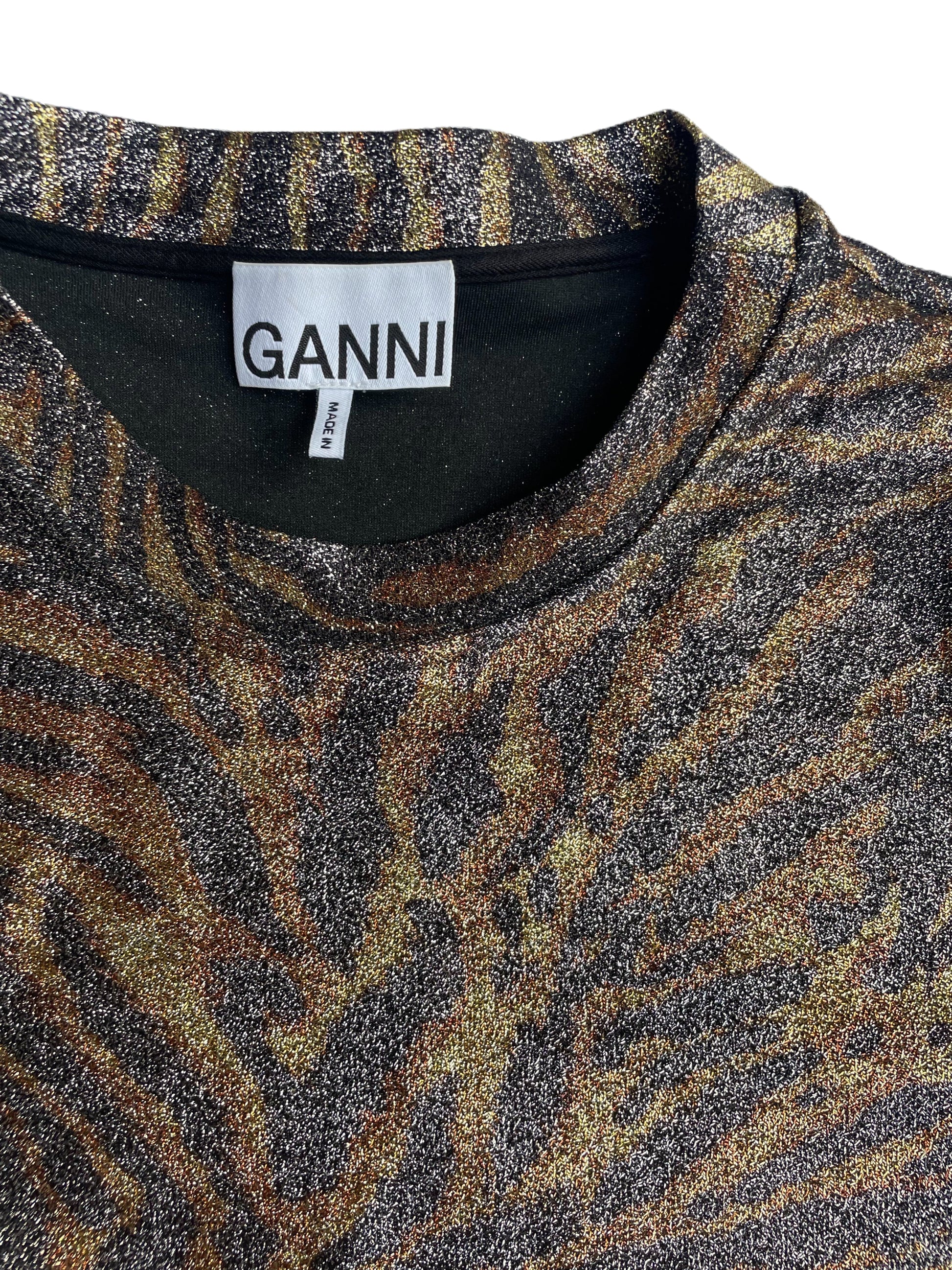 Ganni Zebra Lurex T-Shirt UK 12 image 3