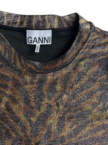 Ganni Zebra Lurex T-Shirt UK 12 image 3