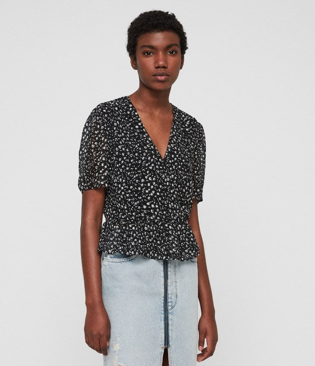 All Saints Floral Wrap Blouse XXS image 1