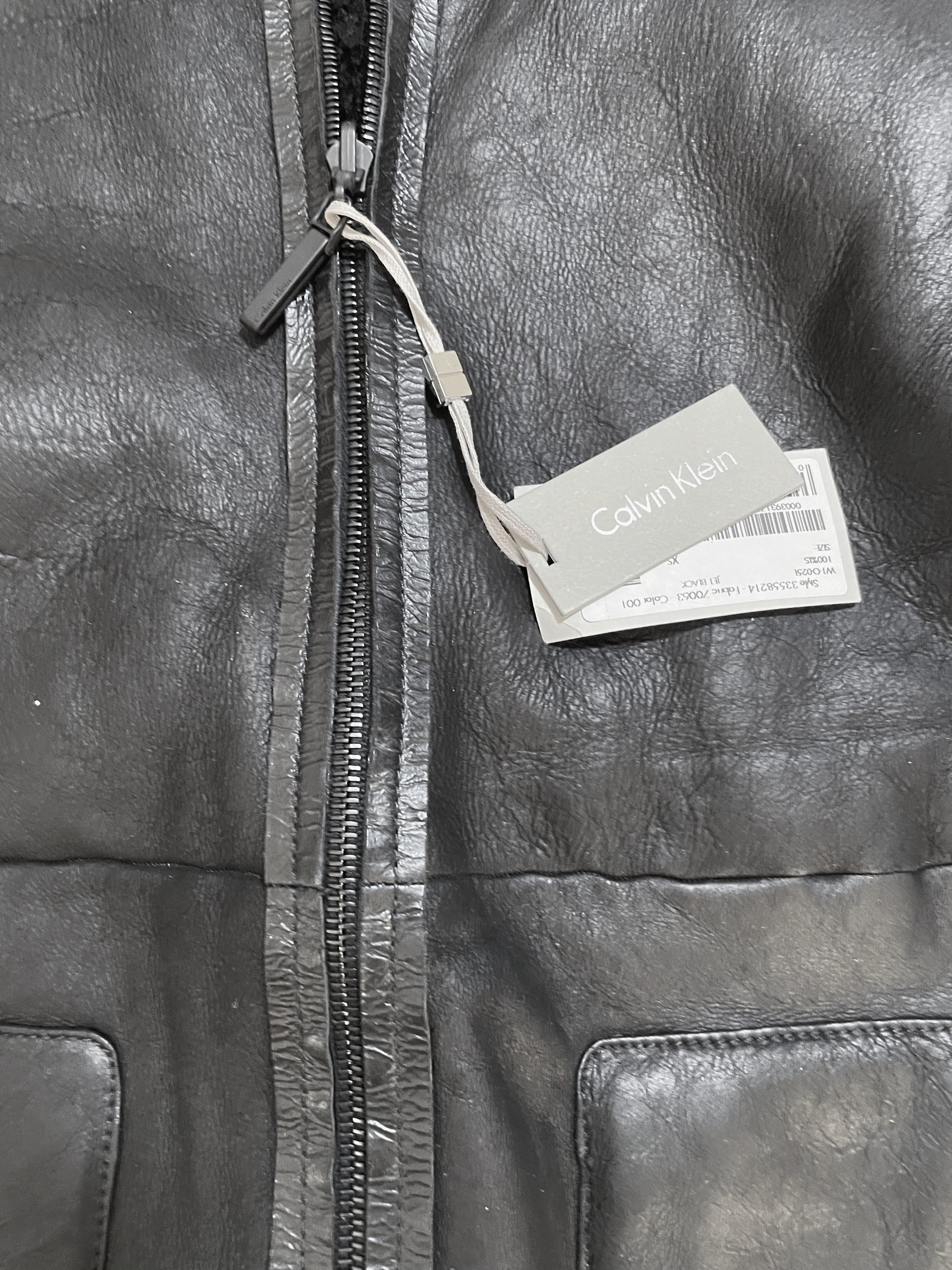 New with Tags Calvin Klein Black Shearling Coat XS image 2