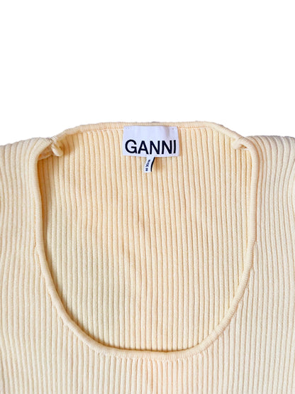 Ganni Ribbed Yellow Midi Dress M image 3
