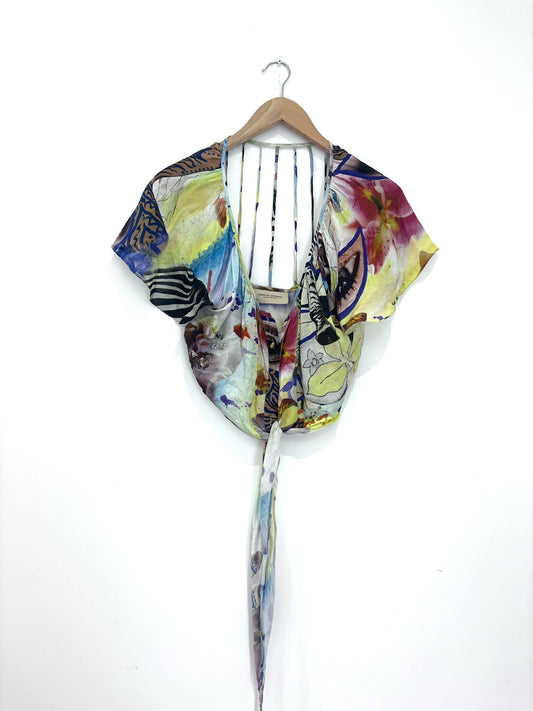 Adriana Degreas Print Tie Front Top S