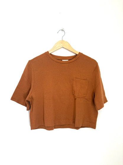 Varley Perforated Bexley Cropped T-Shirt in Cashew XS