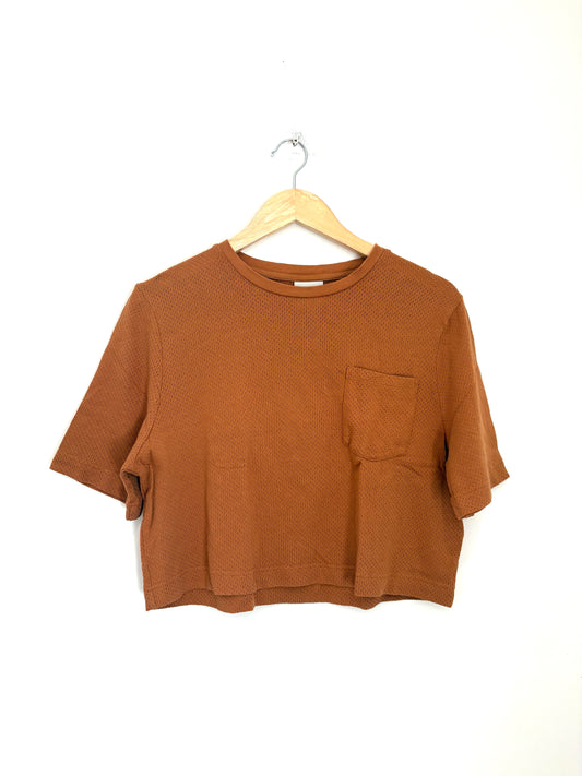 Varley Perforated Bexley Cropped T-Shirt in Cashew XS