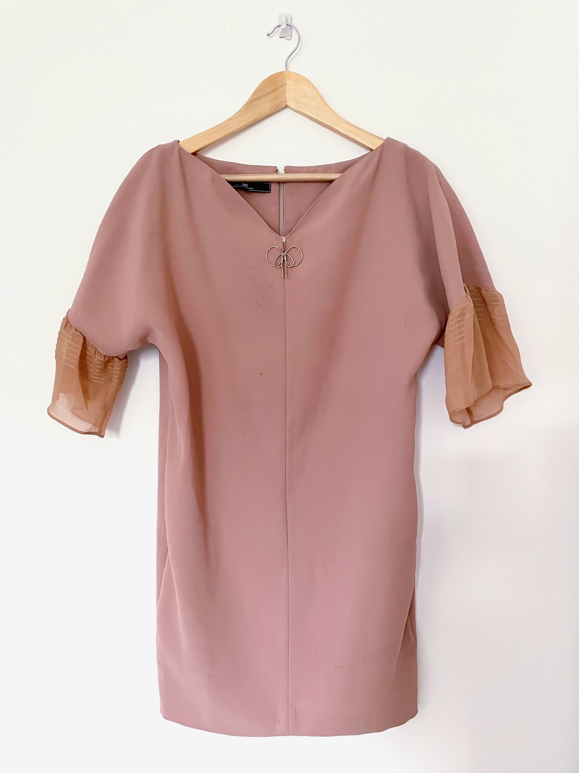 Elisabetta Franchi Tan Silk Dress UK 6 image 0