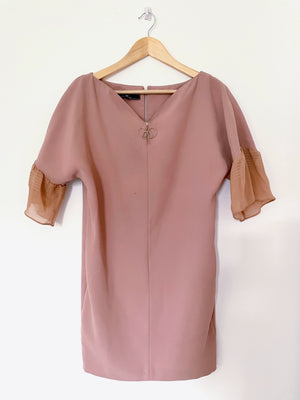 Elisabetta Franchi Tan Silk Dress UK 6