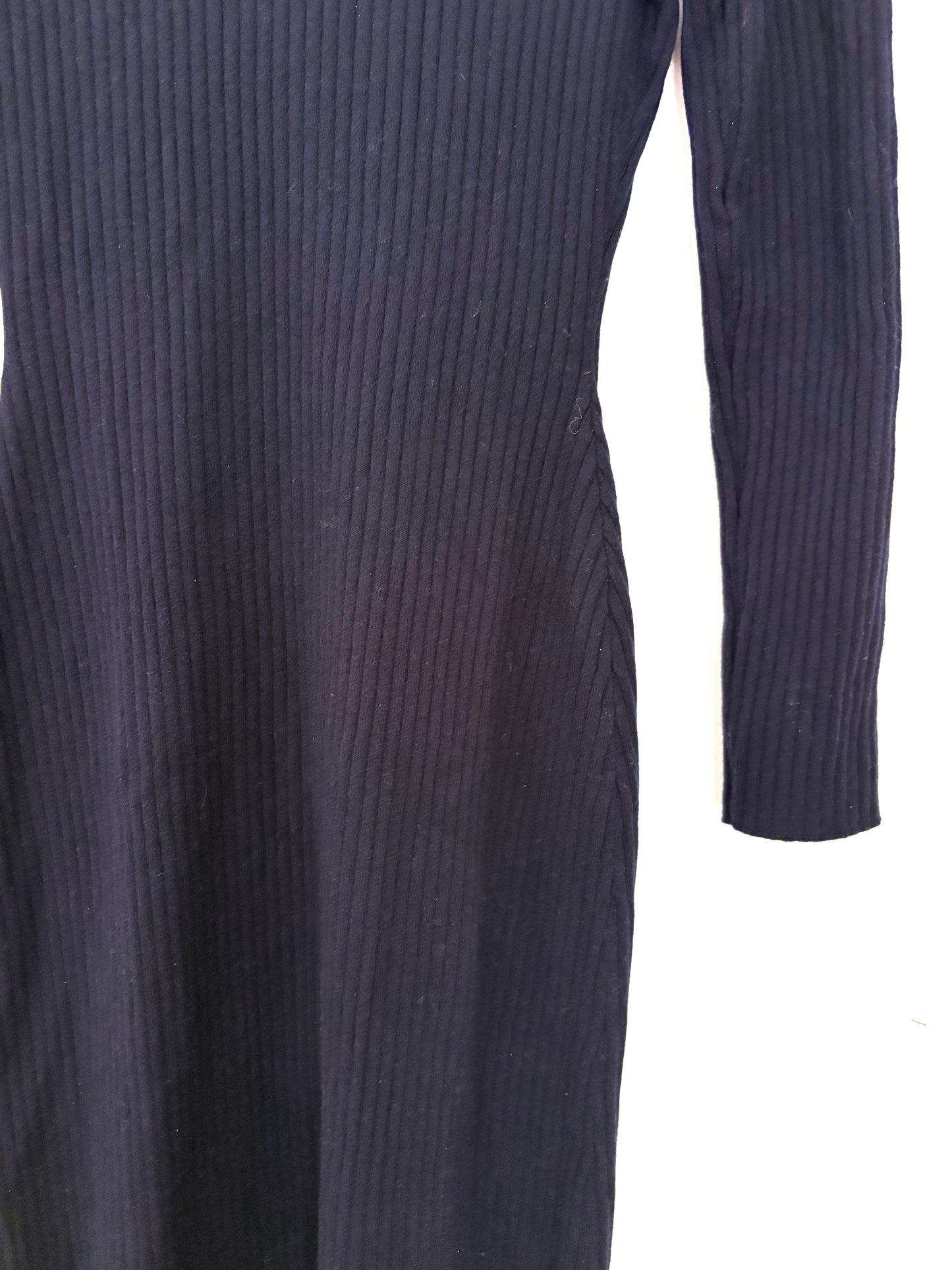 Sezane Navy Wool Cotton Dress M