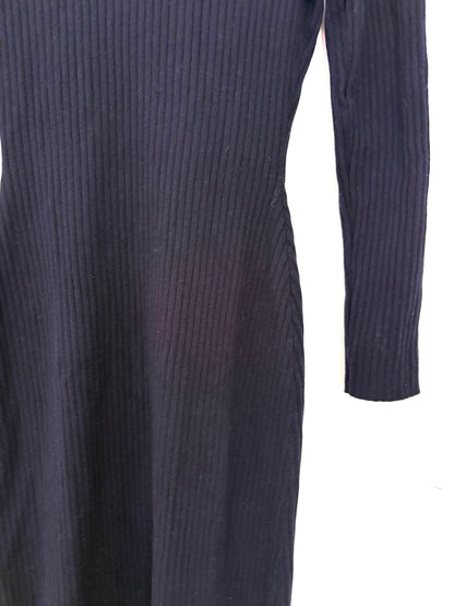Sezane Navy Wool Cotton Dress M