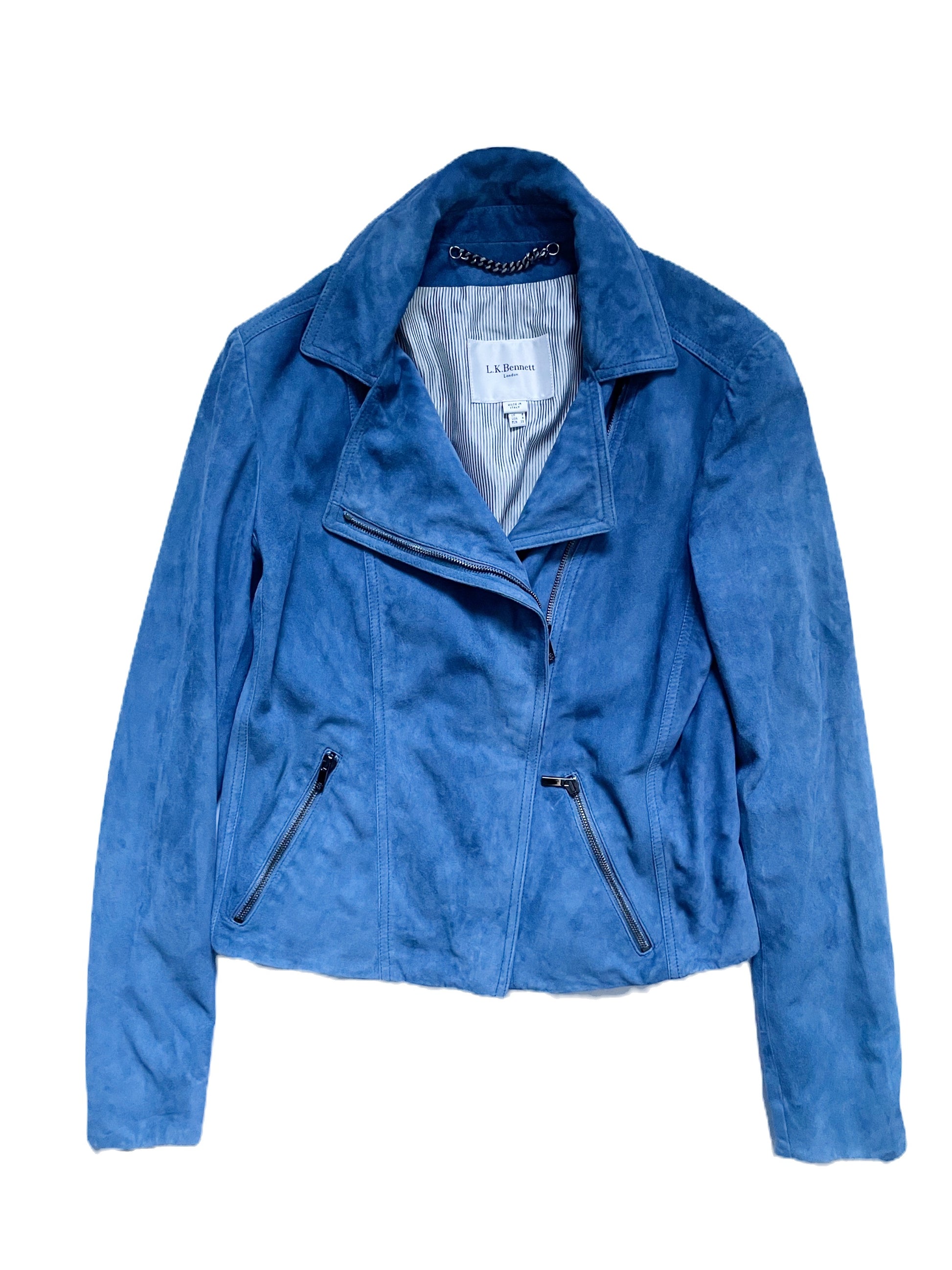 LK Bennett Blue Suede Biker Jacket UK 8 image 0