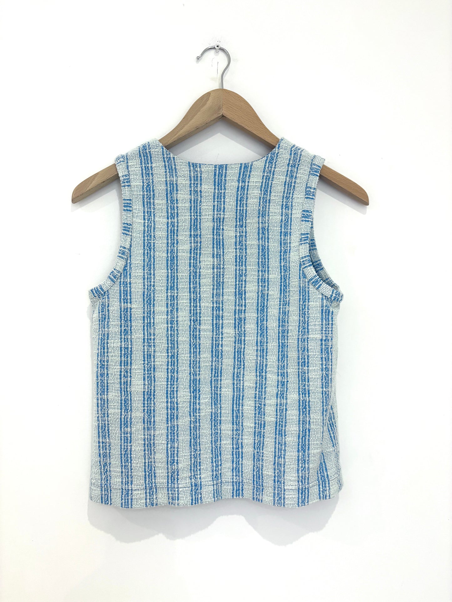 Me+Em Blue Textured Stripe Swing Top UK 6