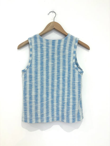 Me+Em Blue Textured Stripe Swing Top UK 6