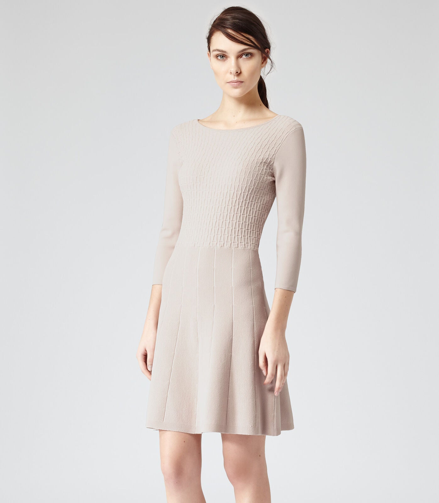 Reiss Nude Stretch Flare Dress UK 8 image 1
