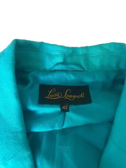 Luisa Spagnoli Turquoise Linen Blazer UK 10 image 2