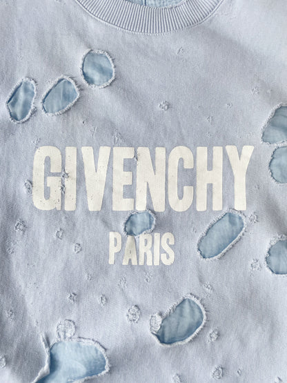 Givenchy Paris Light Blue Distressed Hoodie XS image 2