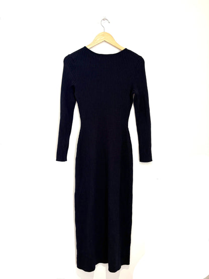 Sezane Navy Wool Cotton Dress M