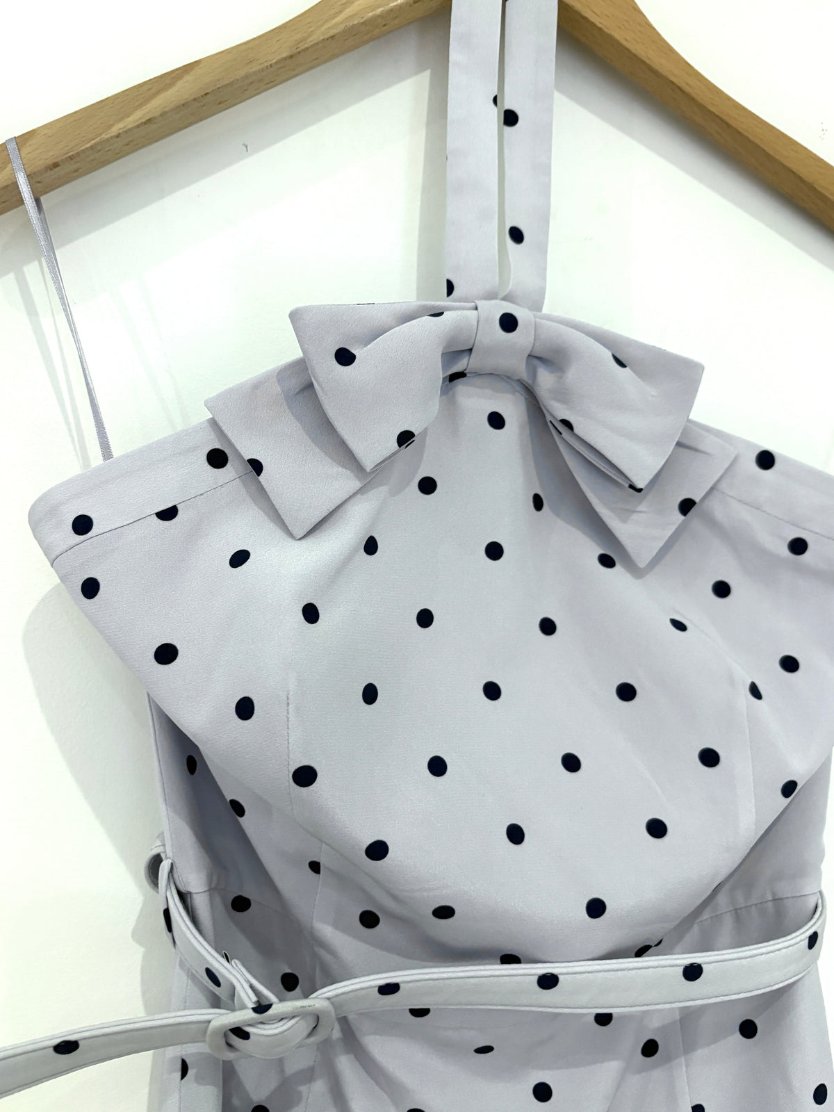 Alessandra Rich Blue Polka-Dot Silk Halterneck UK 6