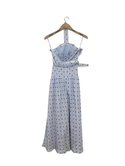 Alessandra Rich Blue Polka-Dot Silk Halterneck UK 6