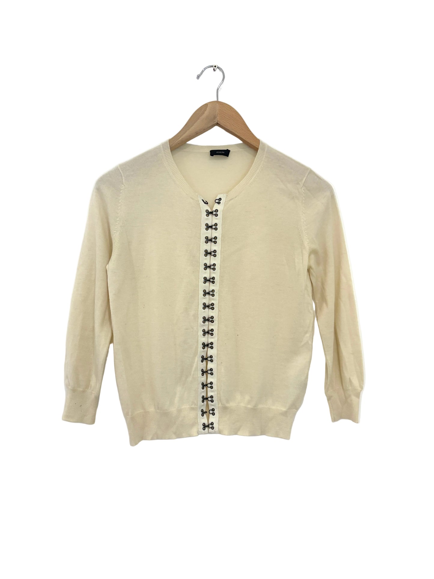 Joseoh Cream Cashmere Hook and Eye Cardigan S