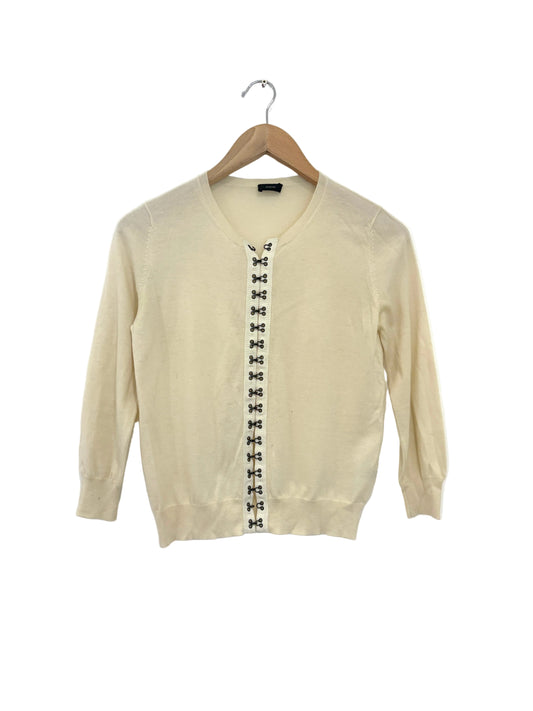 Joseoh Cream Cashmere Hook and Eye Cardigan S