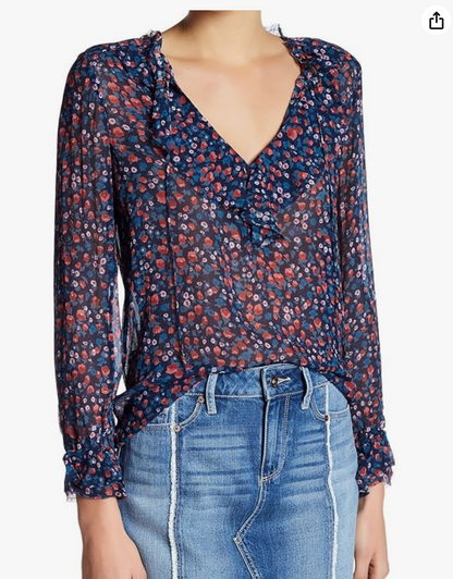 Paige Floral Silk Blouse XS image 0