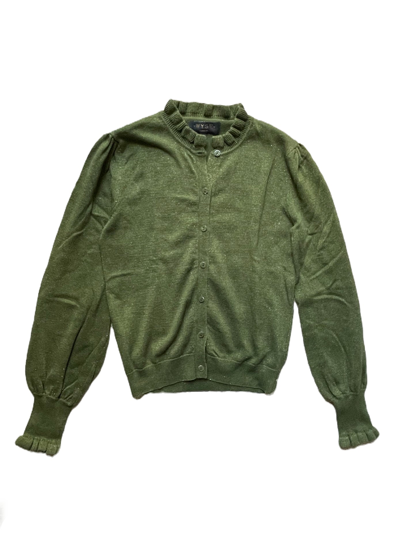 Wyse Green Frill Cardigan S image 0