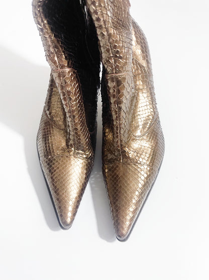 Sergio Rossi Gold Snakeskin Boots UK 4.5 image 1